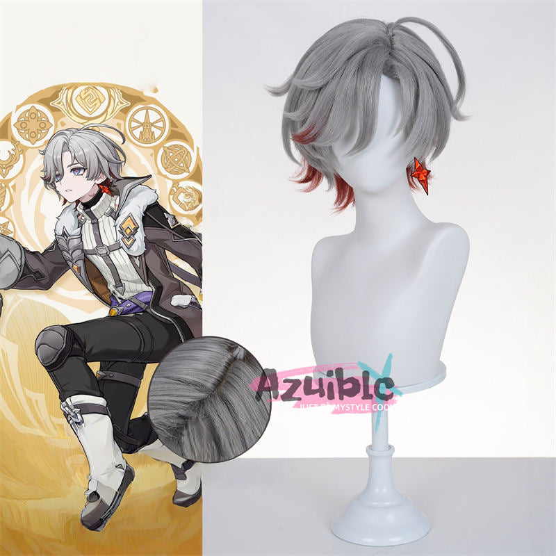 Azuiblc 原神 イルーガ グレープ色 34cm ウィッグ 鬘 コスプレ道具
