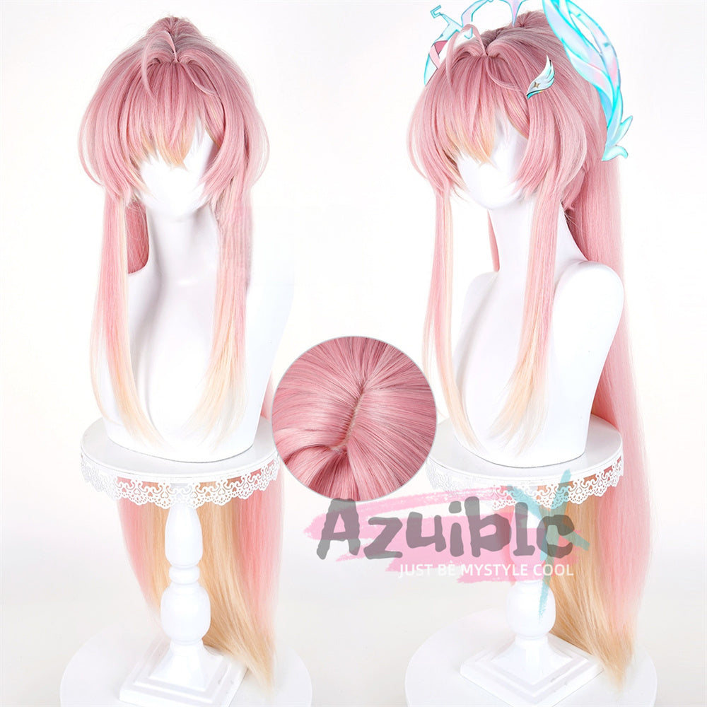Azuiblc 鳴潮 エイメス ウィッグ ピンク色 カツラ 耐熱ウィッグ