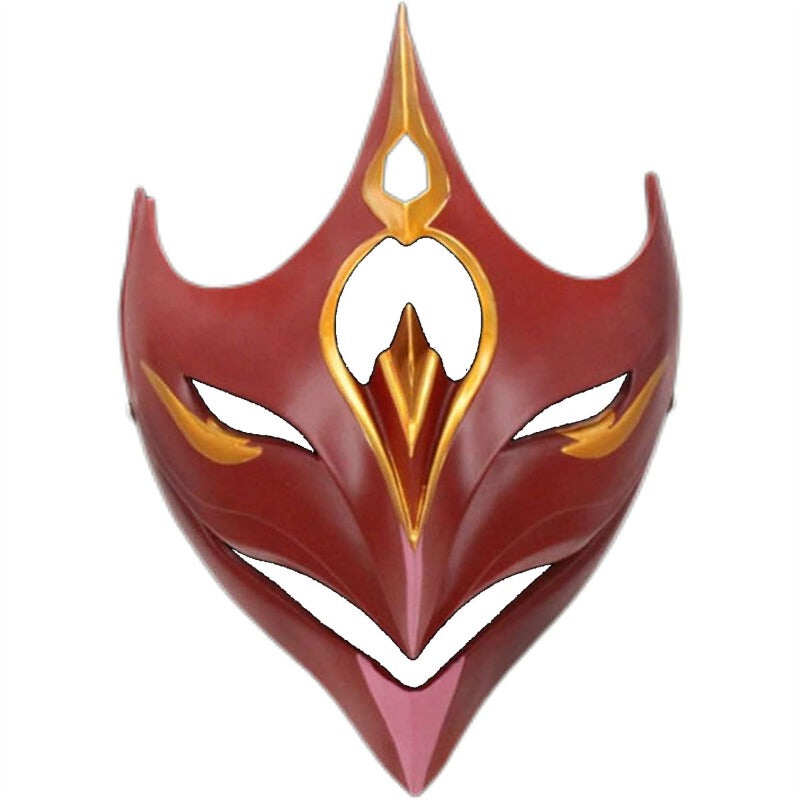 Azuiblc 原神 げんしん タルタリヤ 魔王武装 魈(しょう ) ショウ 九条裟羅 天狗のお面 狐のお面 樹脂製 巫女 花散里 神里綾華 稲妻 お土産 白 赤 祭り きつね キツネ マスク 頭飾り ヘアアクセサリー コスプレ道具 コスプレ 萌え 可愛い イベント プレゼント グッズ 道具 小物 - Azuiblc