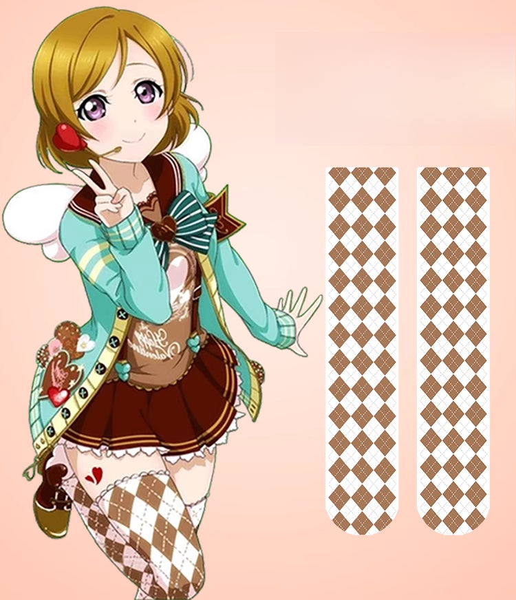 Azuiblc ラブライブ! 小泉 花陽 ニーハイソックス タイツ ロリータ風 HANAYO KOIZUMI ストッキング 国立音ノ木坂学院 涼感シリーズ 光沢オーバーニーソックス - Azuiblc