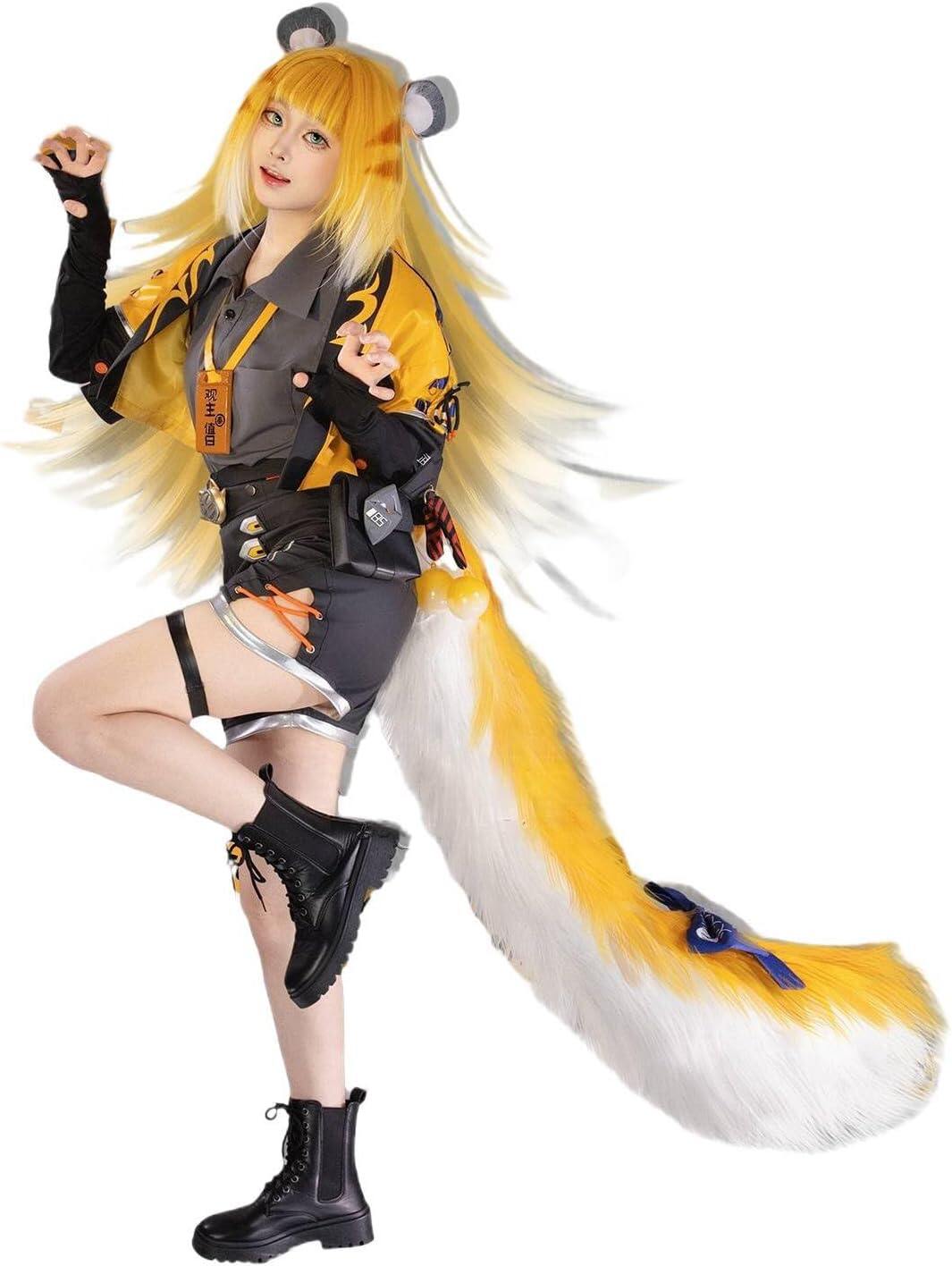 Azuiblc ゼンゼロ コスプレ衣装 イーシェン 橘福福 尻尾付き チーフーフー 虎耳 コスチュームセット おしゃれ グッズ おしゃれ アニメ cosplay - Azuiblc
