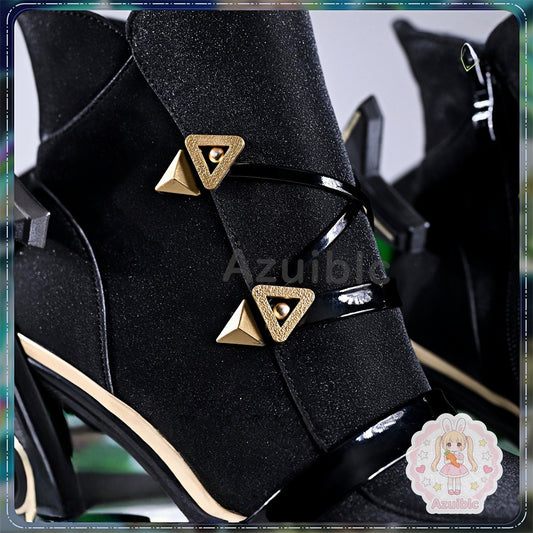 Azuiblc 鳴潮 リンネー コスプレブーツ 10cm厚底 発光PU革 正確再現