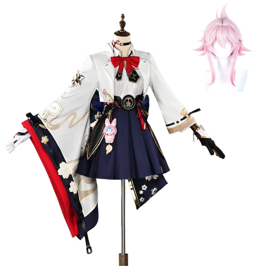 AZUIBLC 崩壊スターレイル 緋英 ひえい コスプレ衣装 キツネ耳付き 髪飾り付き 3dプリント飾り コスプレ コスチュームセット舞台用 ハロウィン イベント