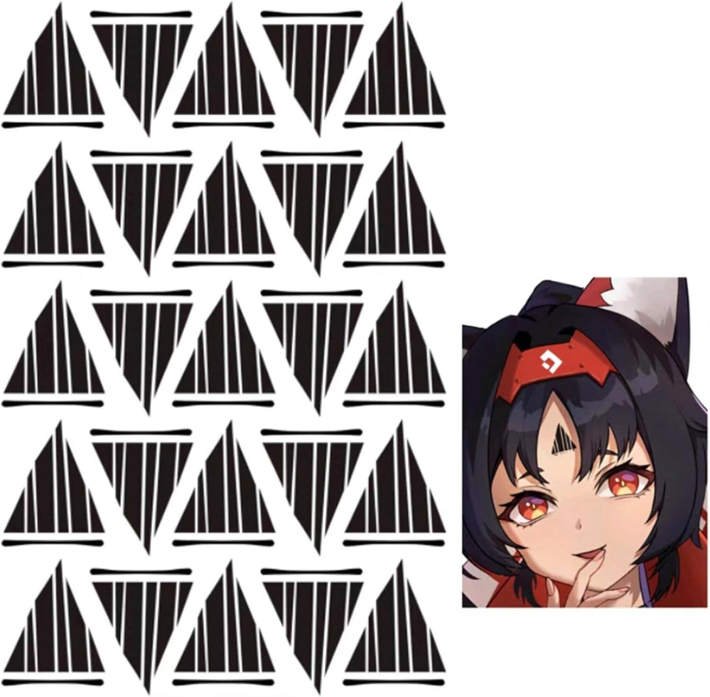 Azuiblc ゼンレスゾーンゼロ タトゥーシール 猫宮又奈 コスプレ 小物 ZZZ おでこ 額 三角形 黒 セット |ゼンゼロ/ZZZ グッズ 人気 おしゃれ 飾り ファッション イベント Azt004 - Azuiblc