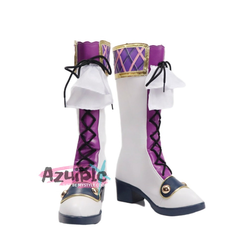 Azuiblc アイカツ! アイドルカツドウ 氷上 スミレ 紫色 ブーツ コスプレ道具 靴 ハロウィン 舞台対応