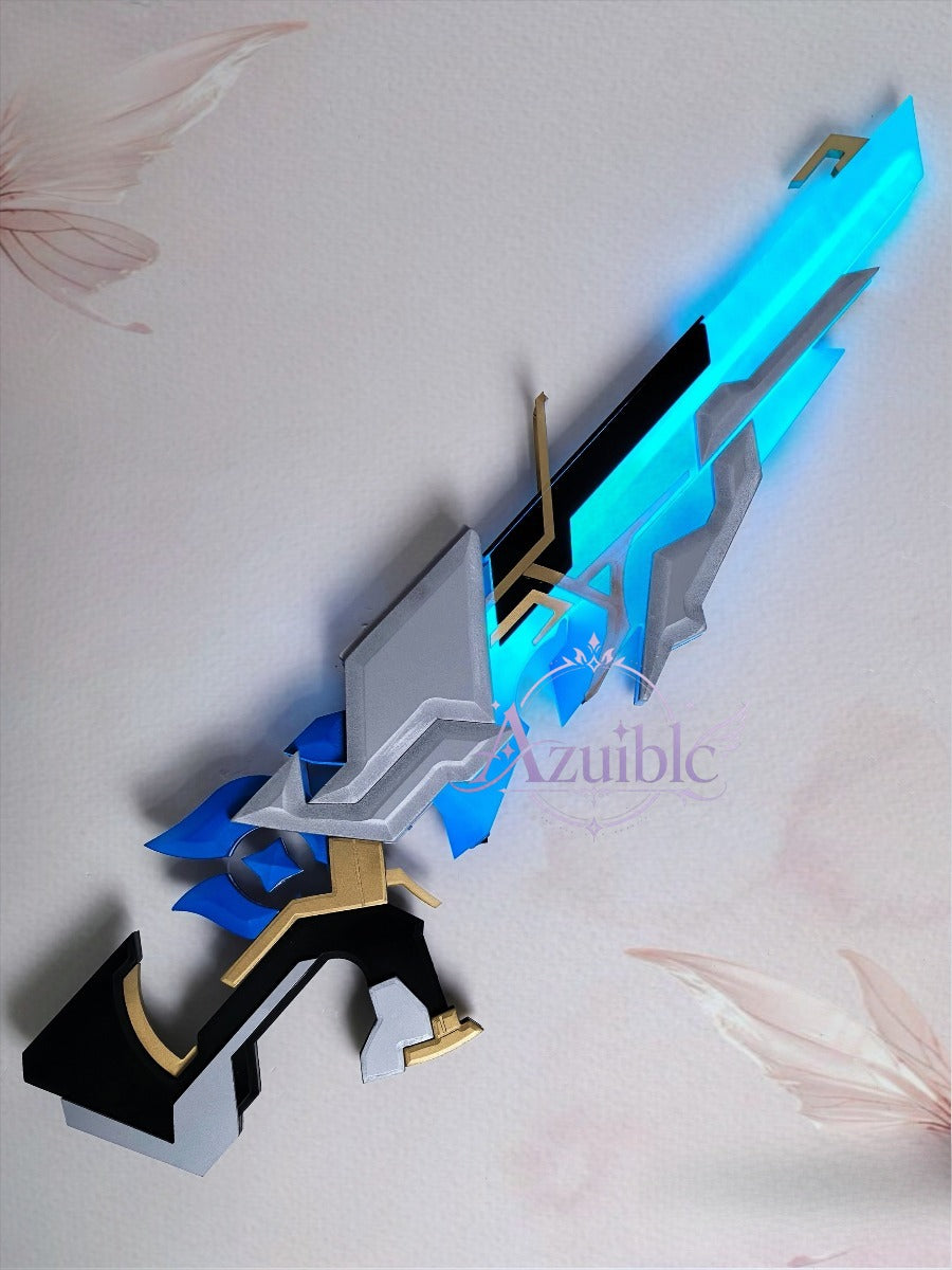 Azuiblc 原神 蛍「冬の夜を狩る者」シャタナヤの蒼銀 銃モデル 武器モデル 85cm 発光コスプレ銃|USB充電式武器