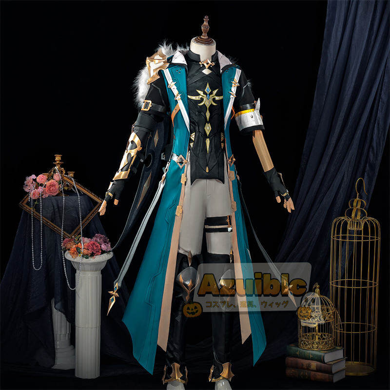 Azuiblc 原神 ファルカ コスプレ衣装 Varka コスチューム ナドクライ編 仮装 西風騎士団 大団長 腿甲3d樹脂製パーツ アクセサリー - Azuiblc