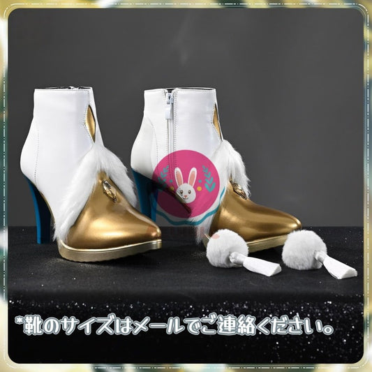 Azuiblc 原神 兹白 しはく コスプレ 靴 白馬の仙人 ハイヒール ブーツ シューズ レディース 女性 コスプレ道具 Cosplay グッズ 小物 - Azuiblc