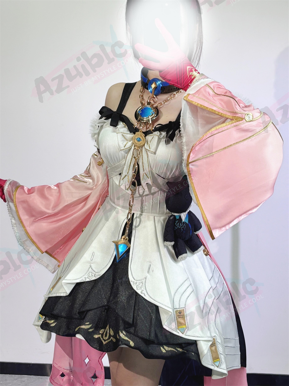 Azuiblc 鳴潮 ダーニャ コスプレ衣装 ドレス ピンク色 合金製パーツ ハロウィン対応