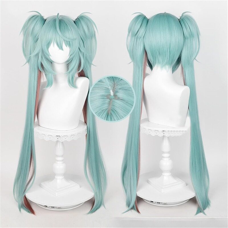 Azuiblc 初音ミク 2025雪ミク SNOW MIKU ウィッグ ネット付き コスプレ 水色 白 グラデーション ツインテール カツラ グッズ アニメ かつら 鬘 WIG コスプレ道具 　Azｗ003 - Azuiblc