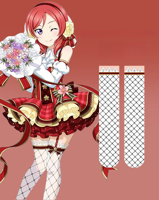 Azuiblc　ラブライブ!　西木野 真姫　ニーハイソックス　にしきの　まき　靴下　MAKI NISHIKINO　ストッキング 音ノ木坂学院 涼感シリーズ 光沢オーバーニーソックス - Azuiblc