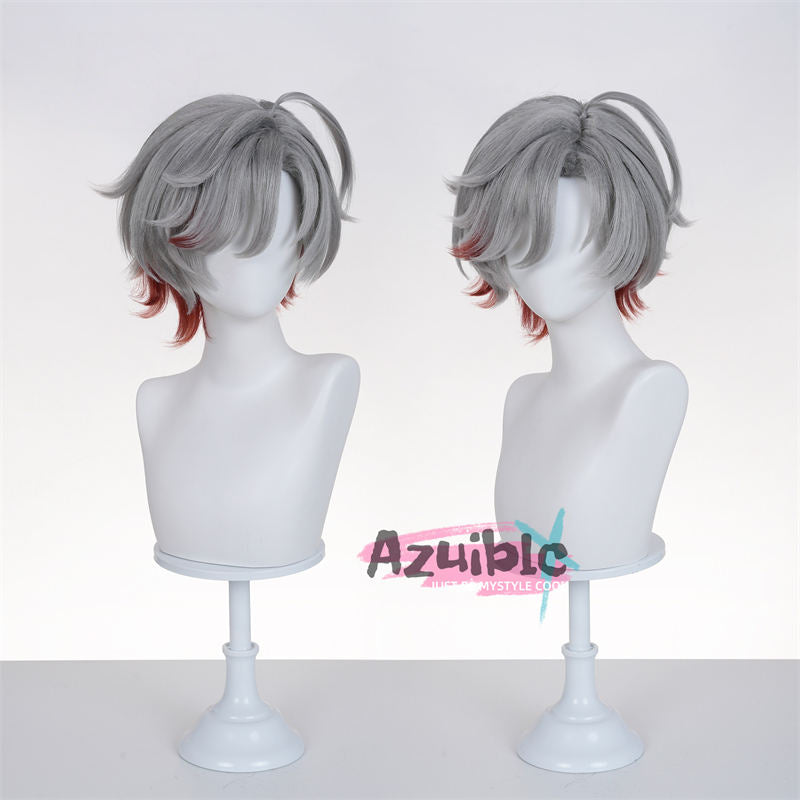 Azuiblc 原神 イルーガ グレープ色 34cm ウィッグ 鬘 コスプレ道具