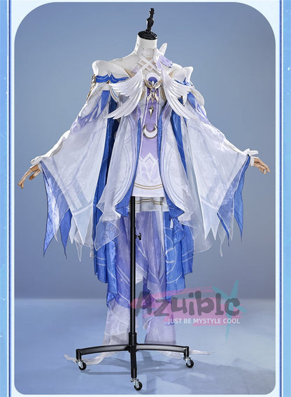 Azuiblc　原神　少女　コロンビーナ　コスプレ　豪華生地　3d樹脂製髪飾　Columbina Genshin ナド・クライ　コスプレ衣装　金属製パーツ