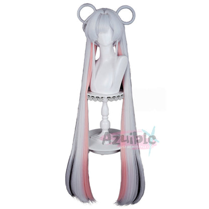 Azuiblc　超かぐや姫！ 月見ヤチヨ ウィッグ 120cm 白色ピンク 耐熱フルウィッグ 自然グラデーション コスプレカツラ - Azuiblc