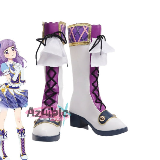 Azuiblc　アイカツ!　アイドルカツドウ　氷上 スミレ　紫色　ブーツ　コスプレ道具　靴　ハロウィン　舞台対応