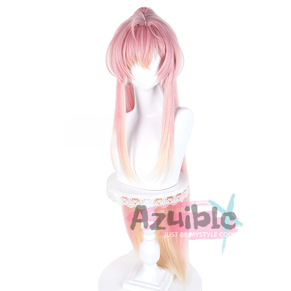 Azuiblc 鳴潮 エイメス ウィッグ ピンク色 カツラ 耐熱ウィッグ