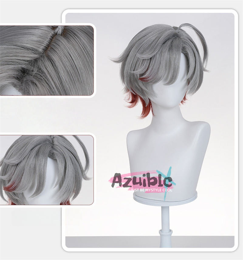 Azuiblc　原神　イルーガ　グレープ色　34cm　ウィッグ　鬘　コスプレ道具　イベント　かつら　自然感 - Azuiblc