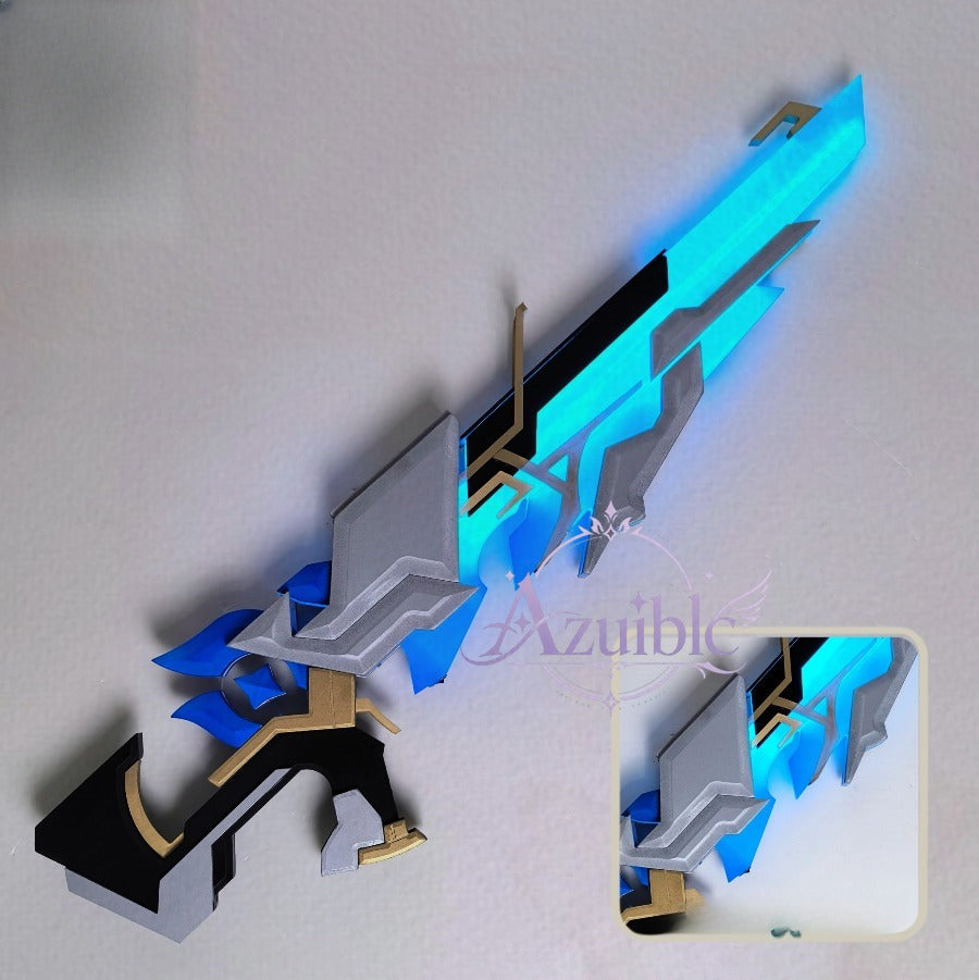 Azuiblc 原神 蛍「冬の夜を狩る者」シャタナヤの蒼銀　銃モデル　武器モデル　85cm 発光コスプレ銃｜USB充電式武器