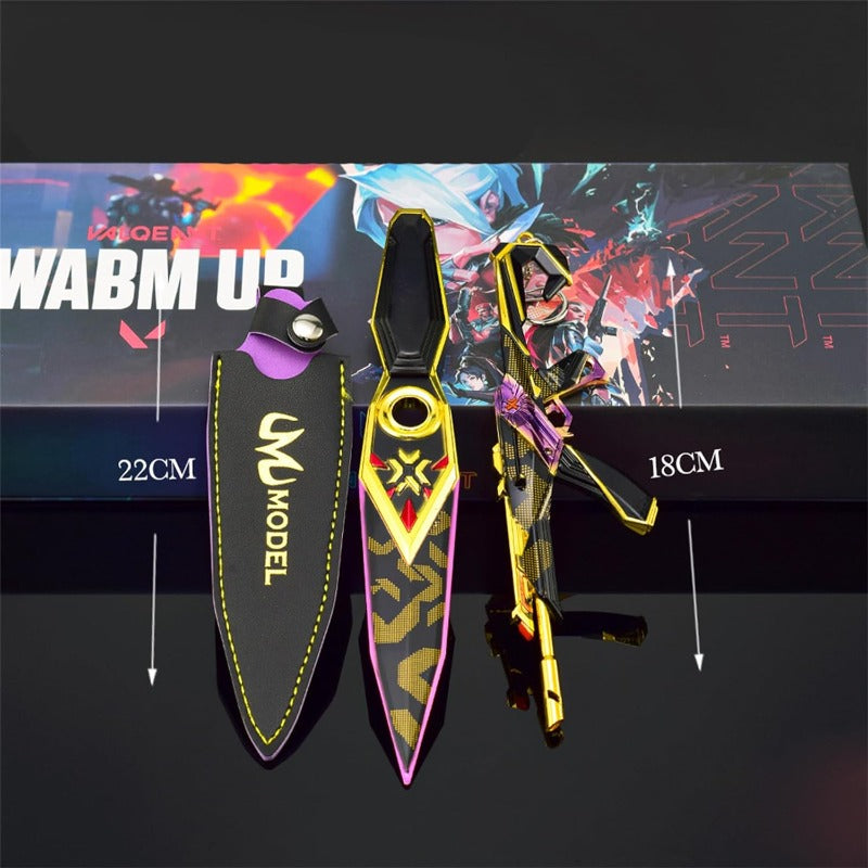 Azuiblc  ヴァロラント ミニチュア 　22cm 17cm ジェット セージ 合金 未開刃 レプリカ フィギュア ソード 剣 欧米風 西洋剣 ミニ武器 片手剣 工芸品 インテリア装備品 おみやげ - Azuiblc