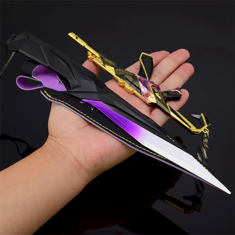 Azuiblc  ヴァロラント ミニチュア 　22cm 17cm ジェット セージ 合金 未開刃 レプリカ フィギュア ソード 剣 欧米風 西洋剣 ミニ武器 片手剣 工芸品 インテリア装備品 おみやげ - Azuiblc