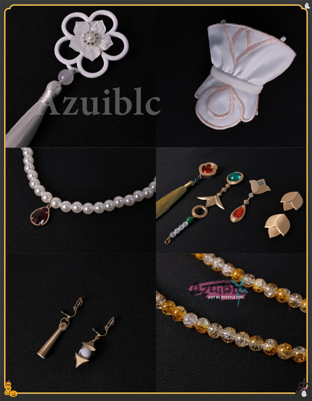 Azuiblc 崩壊スターレイル 　ルアンメェイ　紙上に咲く雪梅　コスプレ衣装 ドレス　合金製パーツUPコスチューム　刺繍柄