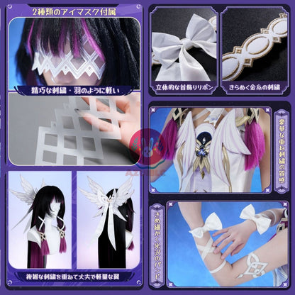 [Azuiblc] Genshin Impact Girl Colombina Cosplay Costume with Metal Accessories and Costume Set 