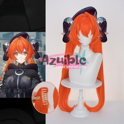 Azuiblc ゼンレスゾーンゼロ オルペウス　鬼火　オレンジ色　ウィッグ　鬘　Zenless Zone Zero  高温処理可 - Azuiblc