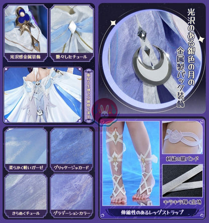 [Azuiblc] Genshin Impact Girl Colombina Cosplay Costume with Metal Accessories and Costume Set 