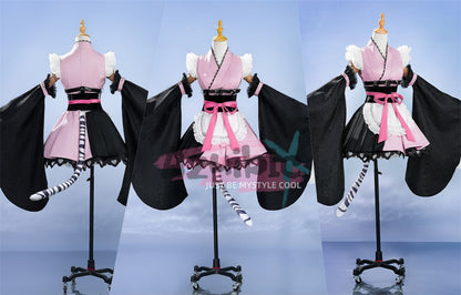 Azuiblc　超かぐや姫 　駒沢 乃依 　コスプレ衣装　尻尾、耳飾り角付き　Black onyXのメンバー　メイド服　コスチューム　イベント
