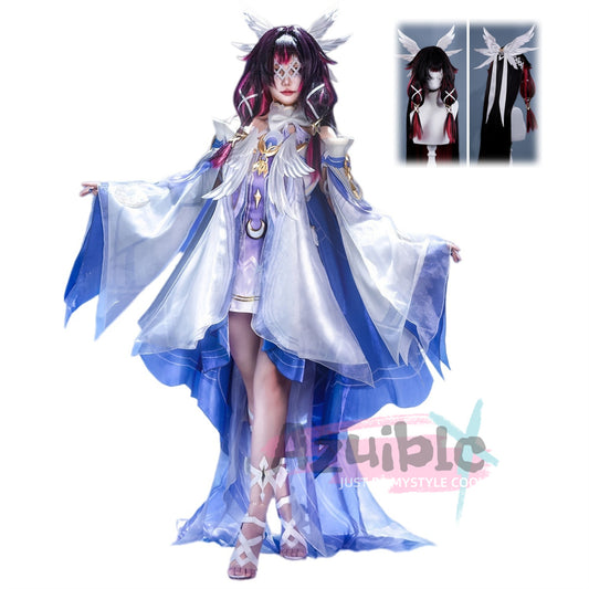 Azuiblc　原神　少女　コロンビーナ　コスプレ　豪華生地　3d樹脂製髪飾　Columbina Genshin ナド・クライ　コスプレ衣装　金属製パーツ