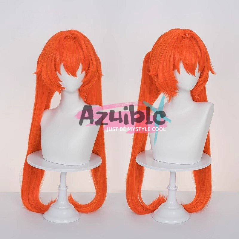 Azuiblc ゼンレスゾーンゼロ オルペウス　鬼火　オレンジ色　ウィッグ　鬘　Zenless Zone Zero  高温処理可 - Azuiblc