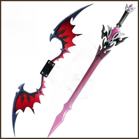 Azuiblc　原神　 ドゥリン 　黒蝕　コスプレ道具　翼　150cm モチーフ武器 片手剣　118cm レプリカ　撮影道具　木＋PU