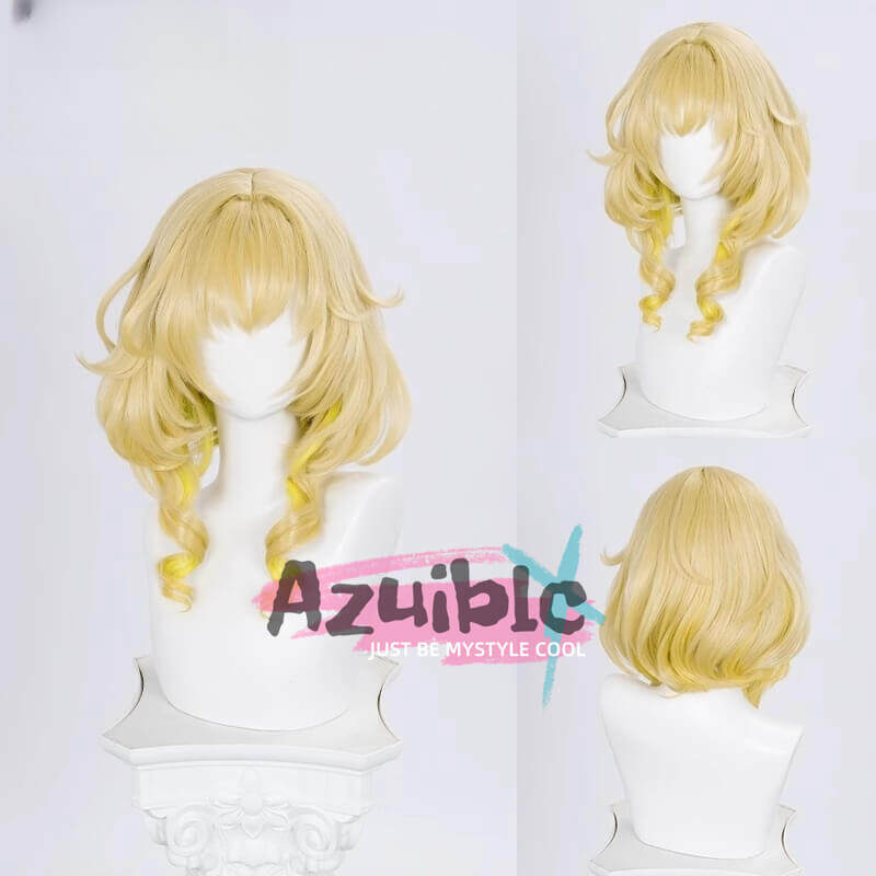 Azuiblc 崩壊スターレイル アグライア 　ウィッグ　金色　 オンパロス　 Aglaea　コスプレ　カツラ　Azw009 - Azuiblc