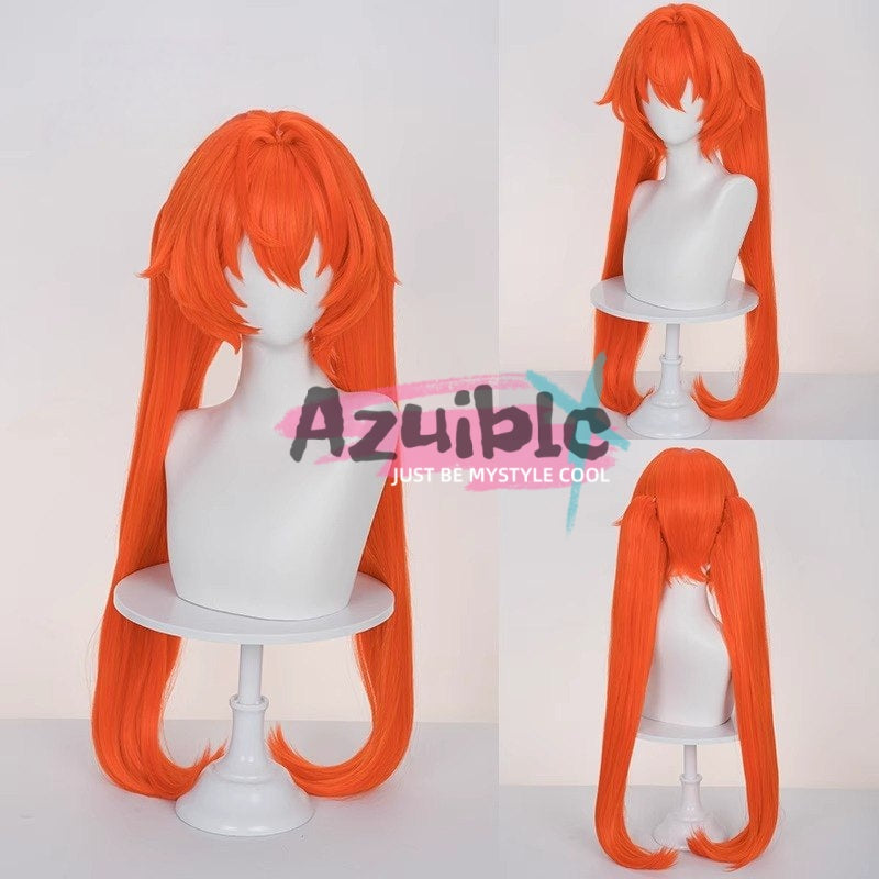 Azuiblc ゼンレスゾーンゼロ オルペウス　鬼火　オレンジ色　ウィッグ　鬘　Zenless Zone Zero  高温処理可 - Azuiblc