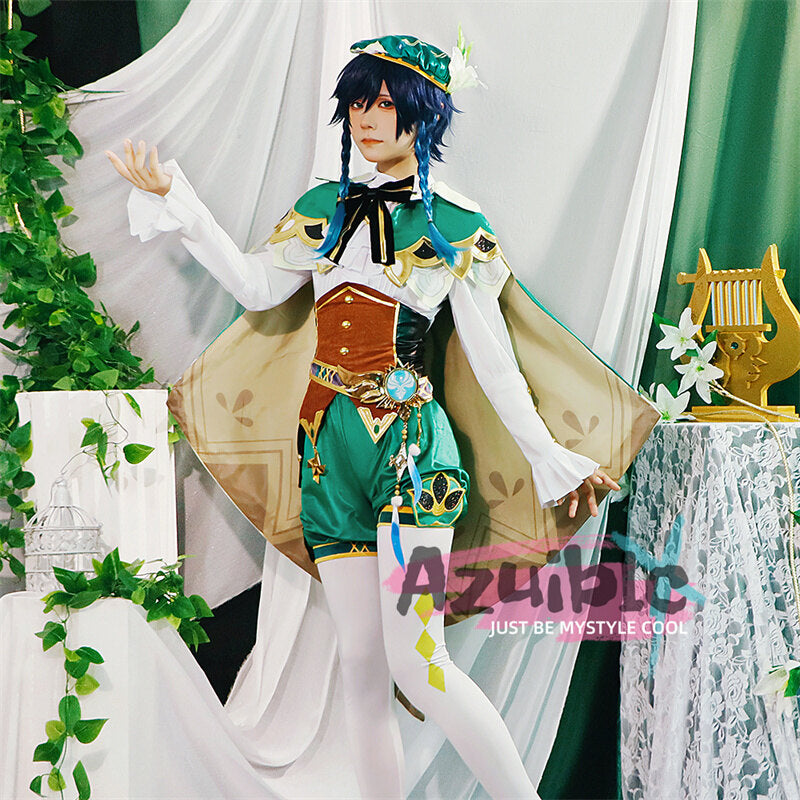 Azuiblc　原神　 バルバトス　ウェンティ　コスプレ Venti　モンド城 魔神 コスチューム 仮装  ハロウィン　ウェンティ　舞台服 - Azuiblc