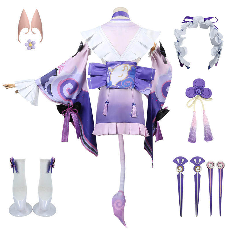 Azuiblc 原神 夢見月瑞希 コスプレ衣装　和服　ウィッグ＋扇子追加可能　costume　仮装　イベント　祭り - Azuiblc