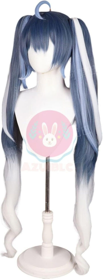 Azuiblc 初音ミク 2025雪ミク SNOW MIKU ウィッグ ネット付き コスプレ 水色 白 グラデーション ツインテール カツラ グッズ アニメ かつら 鬘 WIG コスプレ道具 　Azｗ003 - Azuiblc