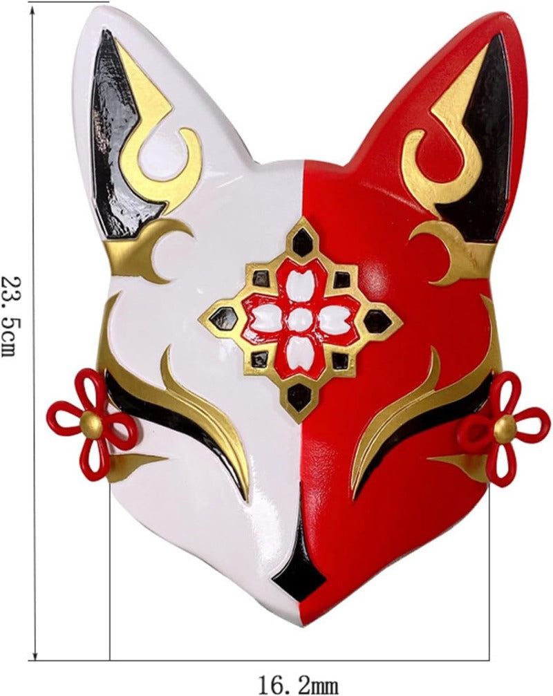 【Azuiblc】崩壊スターレイル 花火の仮面 16.2*23.5cm 仮面の愚者 コスプレ道具 PU製 狐 赤 お面 マスク 武器 - Azuiblc