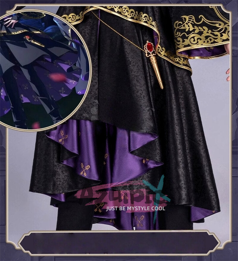Azuiblc　ツイステッドワンダーランド レオナ/エース/イデア 制服コスプレ　光沢サテン生地+3D樹脂アクセ 暗紋模様入り 柔軟仕様 - Azuiblc