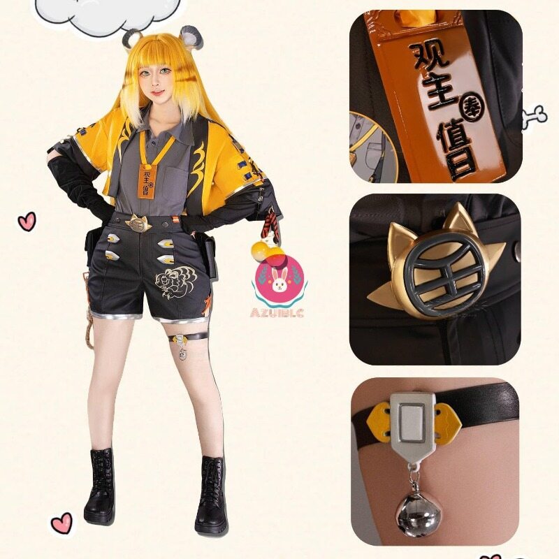 Azuiblc ゼンゼロ  コスプレ衣装  イーシェン 橘福福 尻尾付き チーフーフー 虎耳 コスチュームセット おしゃれ グッズ おしゃれ アニメ cosplay - Azuiblc