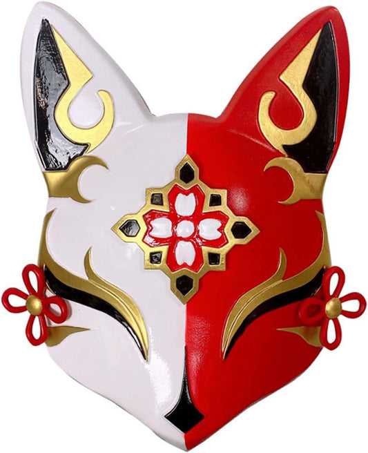 【Azuiblc】崩壊スターレイル 花火の仮面 16.2*23.5cm 仮面の愚者 コスプレ道具 PU製 狐 赤 お面 マスク 武器 - Azuiblc