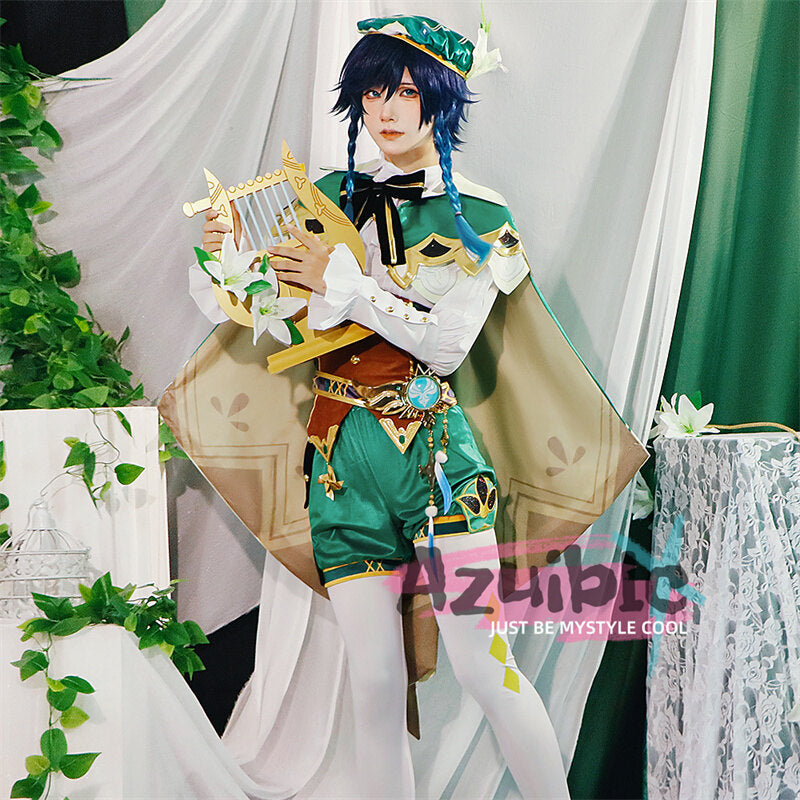 Azuiblc　原神　 バルバトス　ウェンティ　コスプレ Venti　モンド城 魔神 コスチューム 仮装  ハロウィン　ウェンティ　舞台服 - Azuiblc