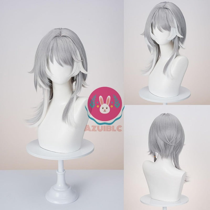 Azuiblc 崩壊  スターレイル サフェル コスプレ  ウィッグ 灰色 白 グラデーション  かつら 鬘 WIG ショート コスプレ道具 Azw006 Azuiblc