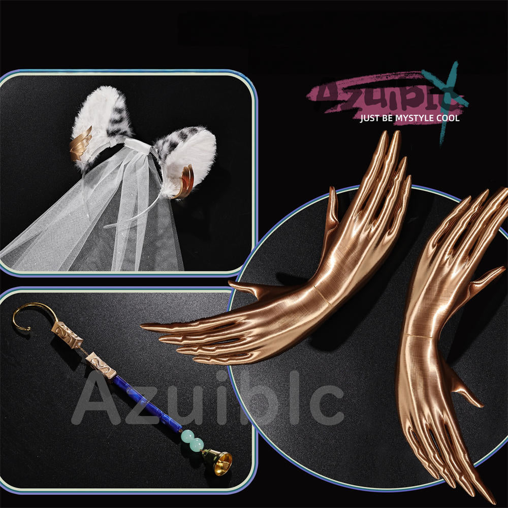 Azuiblc　アークナイツ音律聯覚 聖聆プラマニクス　コスプレ衣装　Ambience Synesthesia 礼服　ドレス　舞台対応　3d樹脂製パーツ　イベント