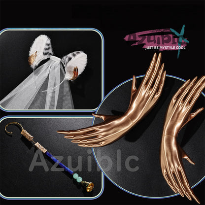Azuiblc　アークナイツ音律聯覚 聖聆プラマニクス　コスプレ衣装　Ambience Synesthesia 礼服　ドレス　舞台対応　3d樹脂製パーツ　イベント
