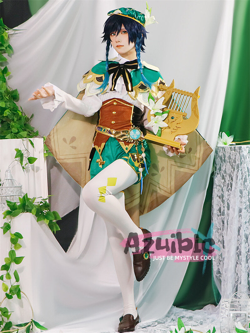 Azuiblc　原神　 バルバトス　ウェンティ　コスプレ Venti　モンド城 魔神 コスチューム 仮装  ハロウィン　ウェンティ　舞台服 - Azuiblc