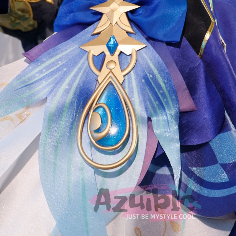 Azuiblc 原神 フリーナ 　コスプレ衣装 3D樹脂アクセサリー付属 衆の水の頌歌　アジア女性体型に最適化 最短12日発送` - Azuiblc