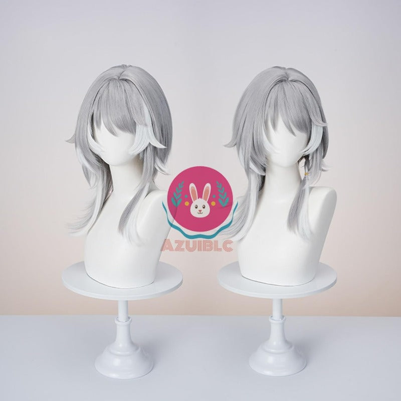 Azuiblc 崩壊  スターレイル サフェル コスプレ  ウィッグ 灰色 白 グラデーション  かつら 鬘 WIG ショート コスプレ道具 Azw006 Azuiblc