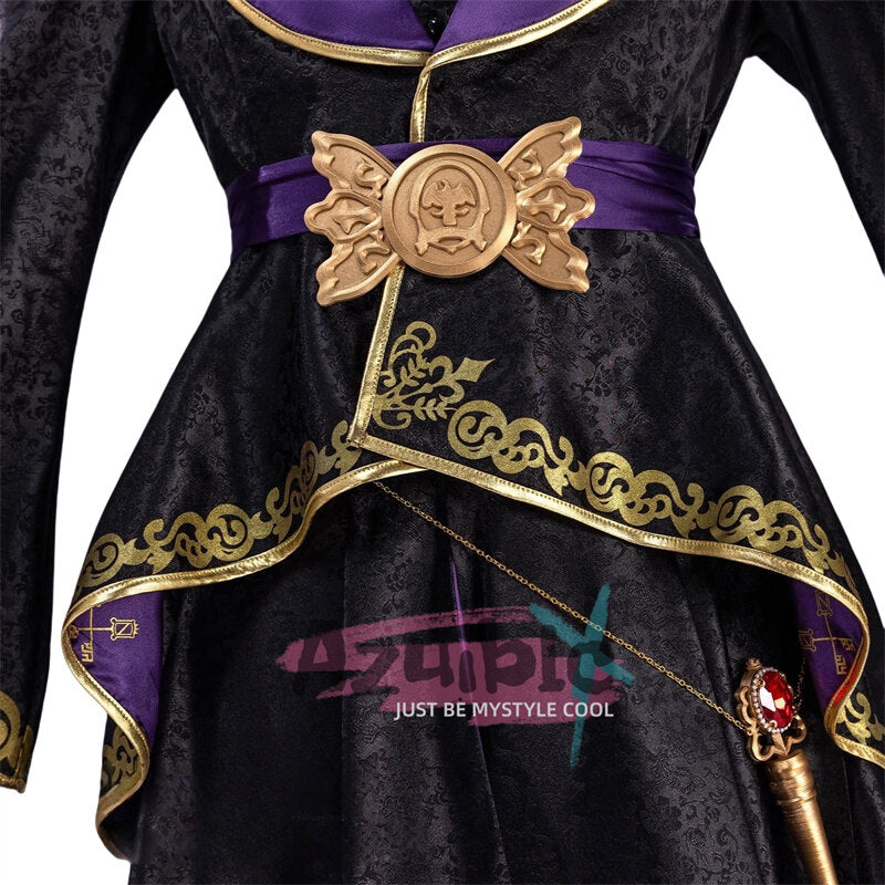 Azuiblc　ツイステッドワンダーランド レオナ/エース/イデア 制服コスプレ　光沢サテン生地+3D樹脂アクセ 暗紋模様入り 柔軟仕様 - Azuiblc