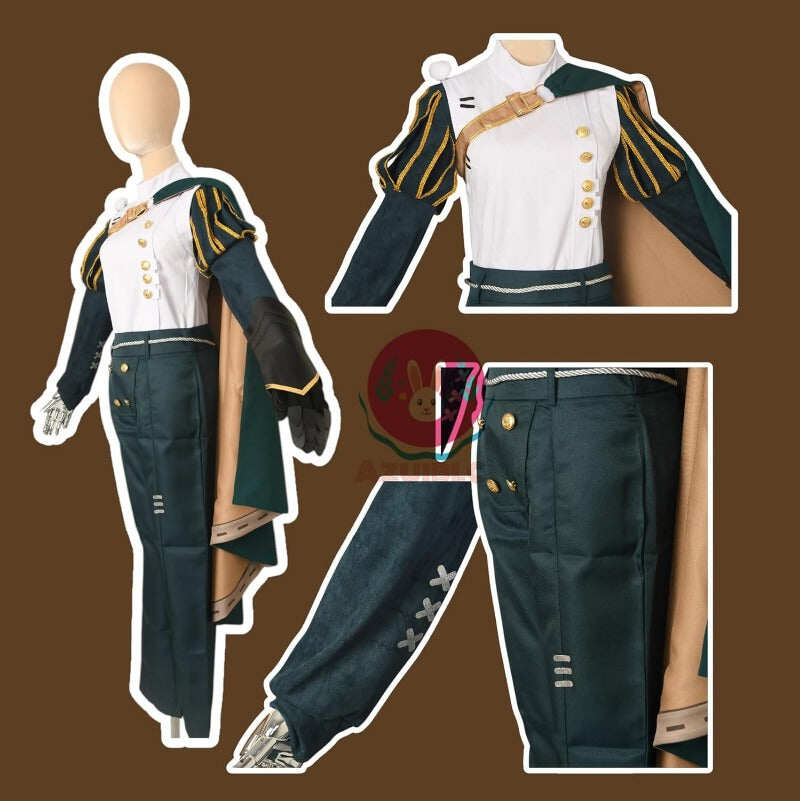 Azuiblc　第五人格 騎士 ボタンメガネ付きコスプレ衣装  コスチュームセット 演劇服 リチャード・スターリング 女性 レディース cosplay - Azuiblc